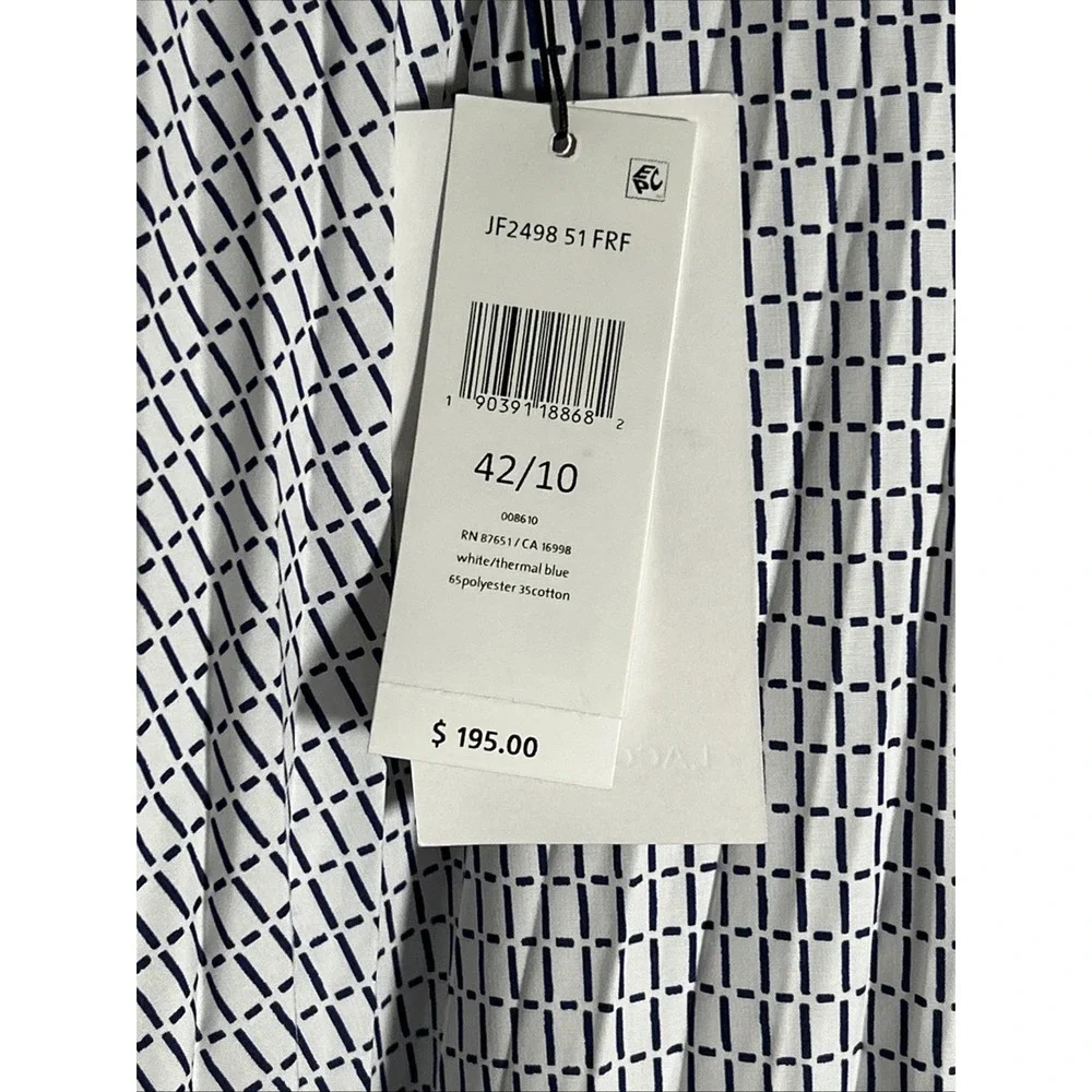 LACOSTE Pleated Skirt , Size 42/10, White/Thermal Blue  NWT MSRP 195